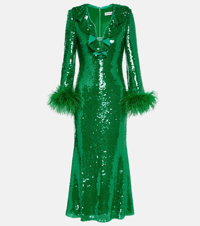 Žalia Sequin Mermaid stiliaus suknelė