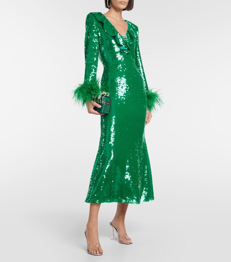 Žalia Sequin Mermaid stiliaus suknelė